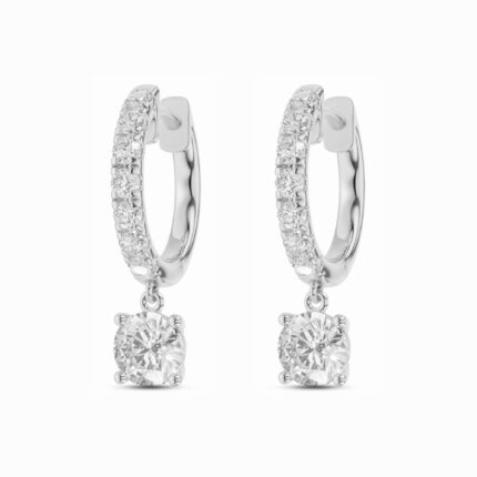 Round Drop Lab Diamond Hoop Earrings (1.35 ct. tw.) gallery image 1