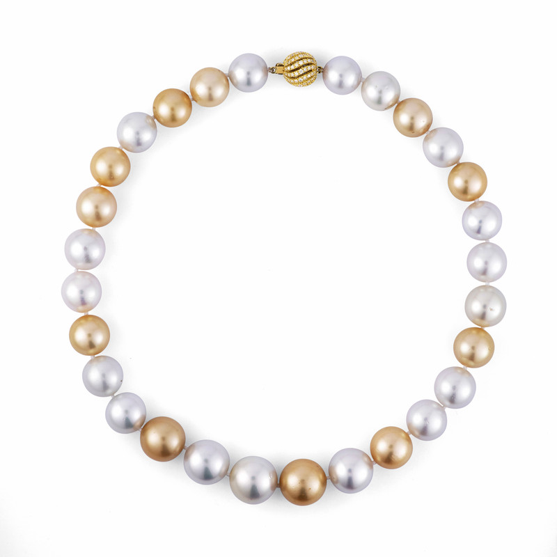 White and Golden South Sea Pearl Necklace (14-17mm)