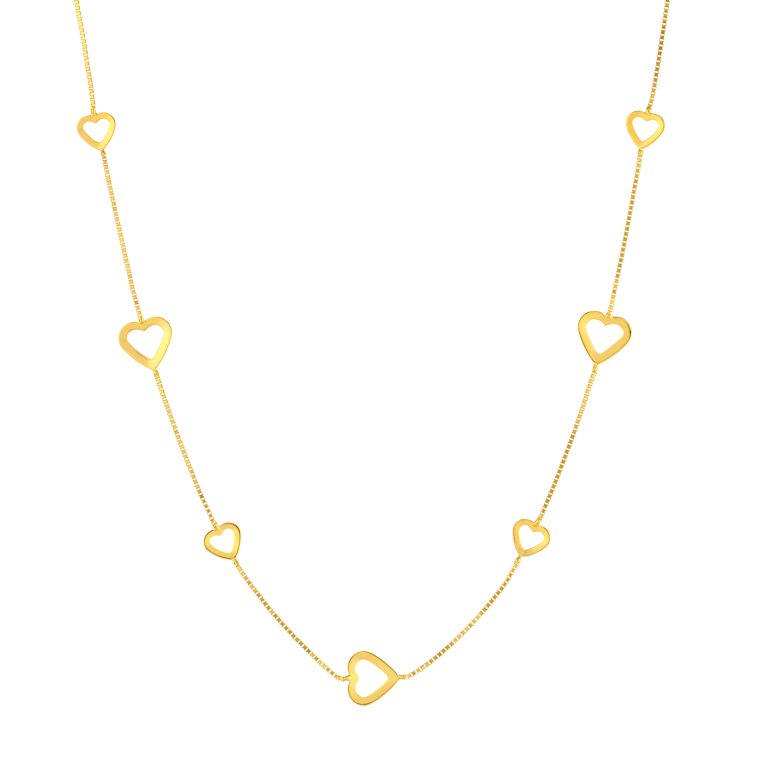 Open Hearts Gold Station Necklace