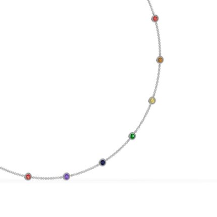Rainbow Sapphire Bezel Station Necklace gallery image 1