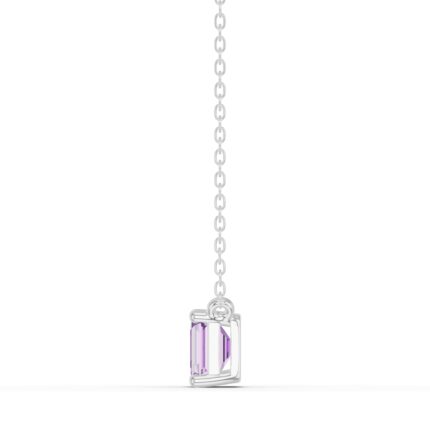 Emerald-Cut Amethyst East-West Solitaire Necklace gallery image 1