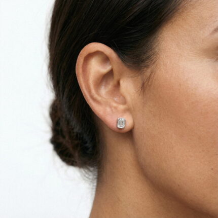 Emerald Lab Diamond Bezel Stud Earrings (1 1/2 ct. tw.) gallery image 1