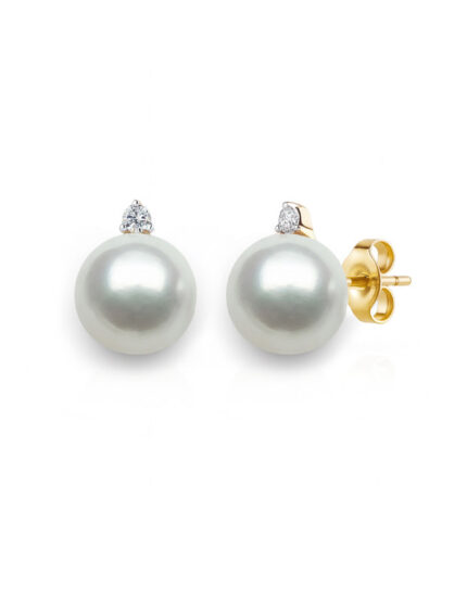 Akoya Pearl & Lab Diamond Stud Earrings (9-9.5mm) gallery image 1
