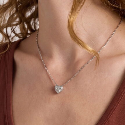 Bezel Heart Lab Diamond Necklace gallery image 1