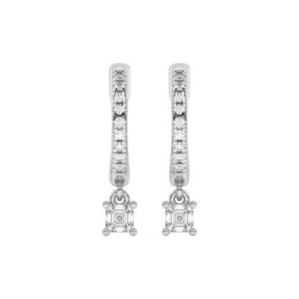 Asscher-Cut Lab Diamond Drop Huggie Earrings gallery image 1