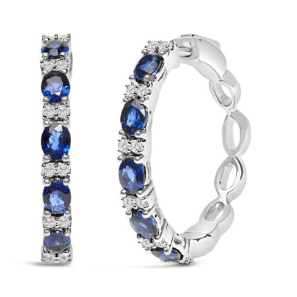 Oval Sapphire And Diamonds Hoops gallery image 1