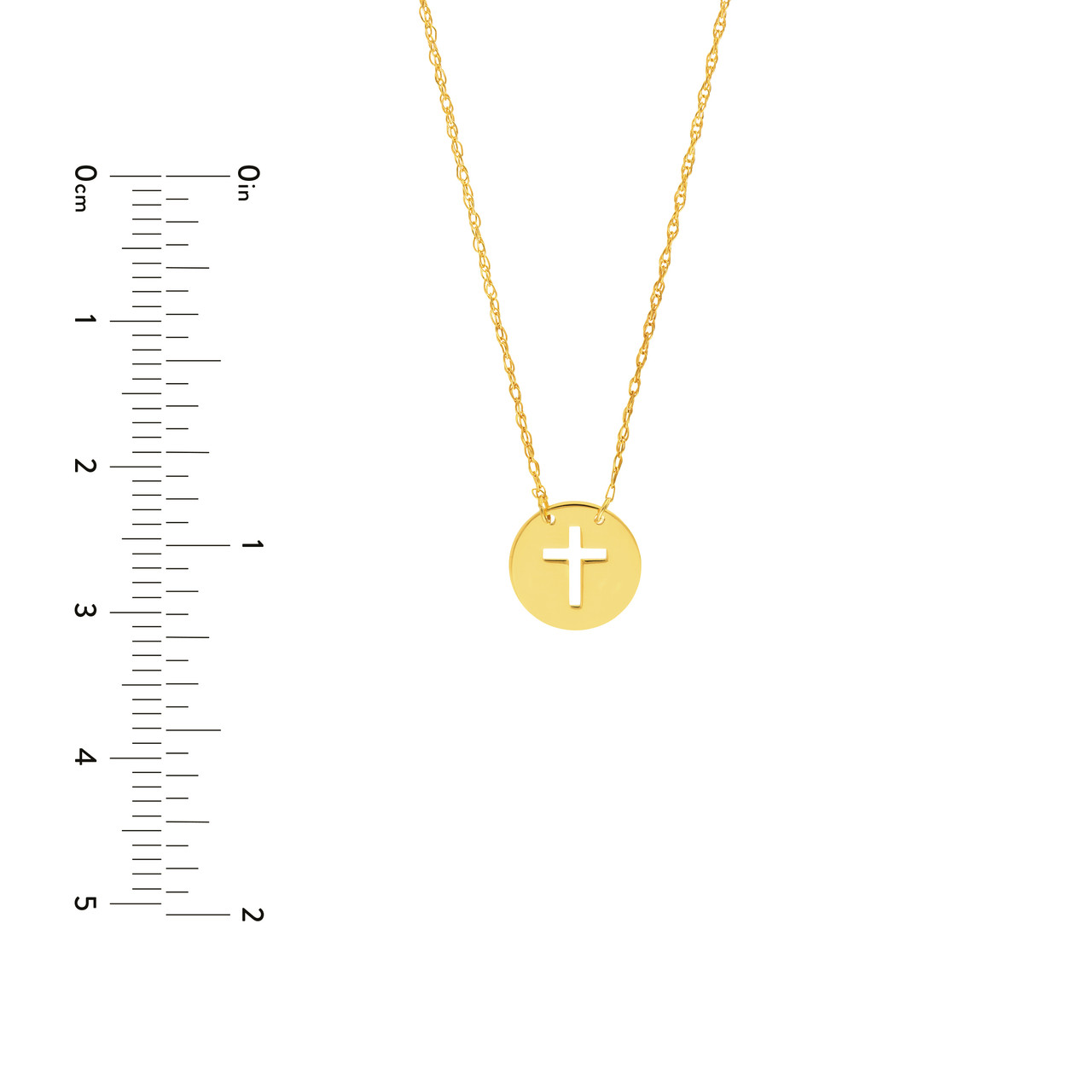 Mini Cross Disc Gold Necklace
