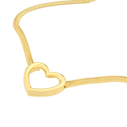 Open Heart Snake Chain Gold Necklace gallery image 1