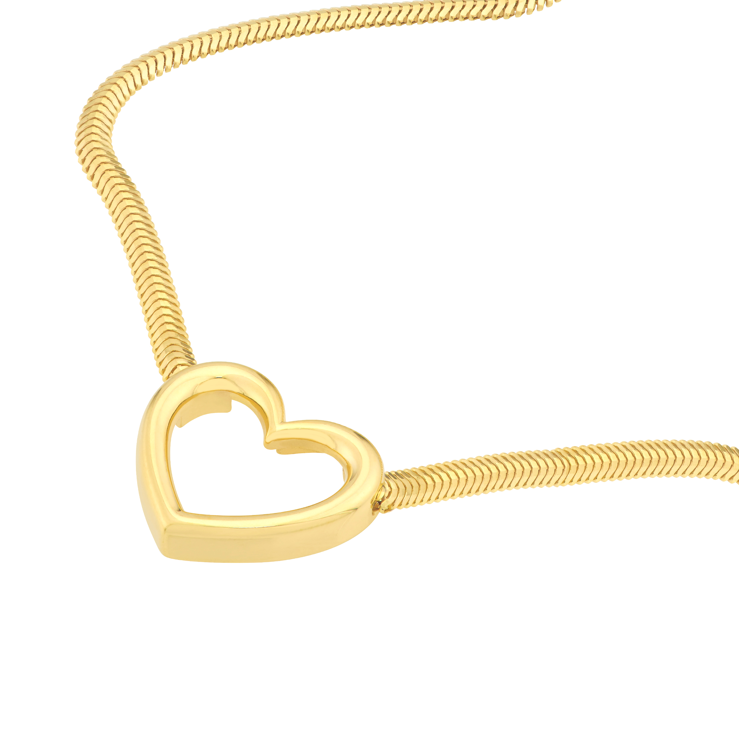Open Heart Snake Chain Gold Necklace