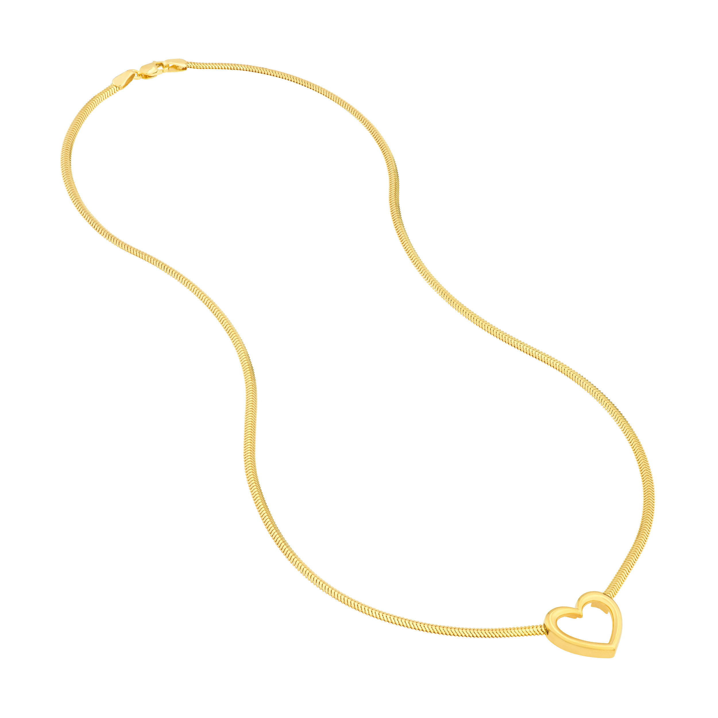 Open Heart Snake Chain Gold Necklace