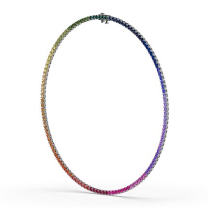Rainbow Sapphire Tennis Necklace gallery image 1