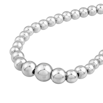 Graduated Beaded Silver Necklace gallery image 1
