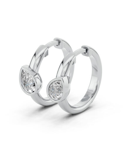 Angled Pear Bezel Huggie Earrings gallery image 1