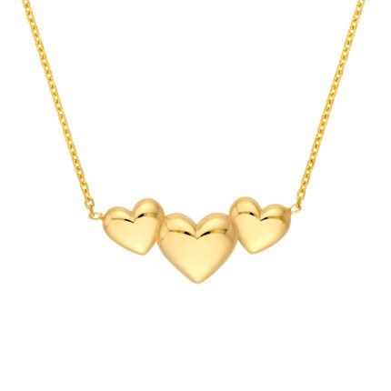 Triple Puffed Heart Gold Necklace gallery image 1