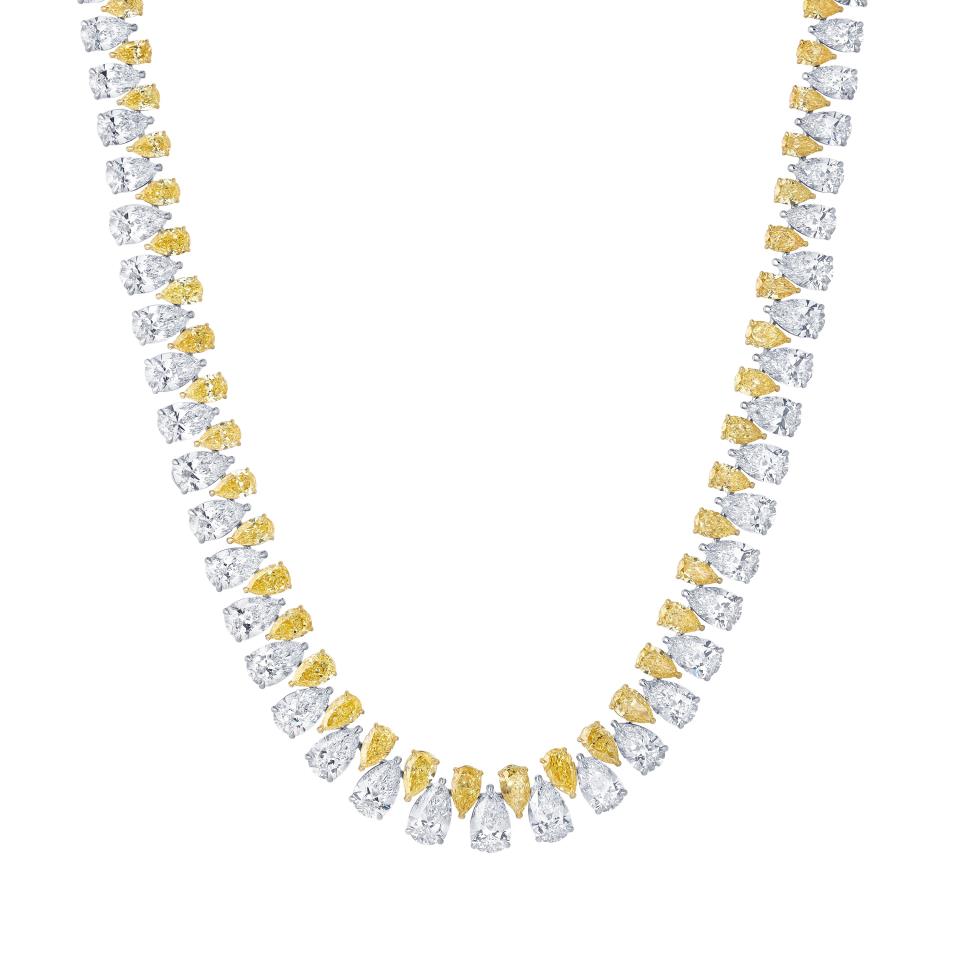 Fancy Yellow and White Pear Lab Diamond Masterpiece Necklace (111.44 ct. tw.)