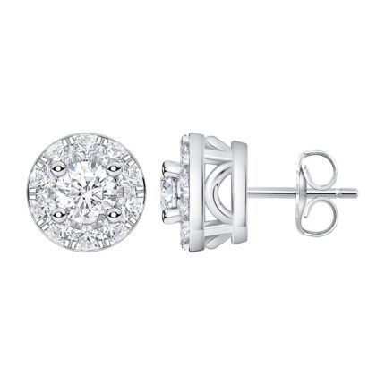 Petite Lab Diamond Halo Stud Earrings gallery image 1