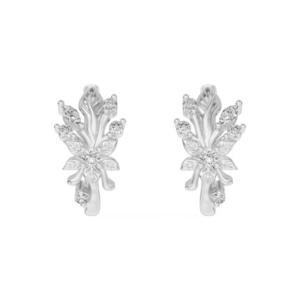 Flora Lab Diamond Hoop Silver Earrings gallery image 1