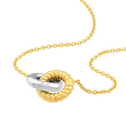 Interlocking Two-Tone Circle Necklace gallery image 1