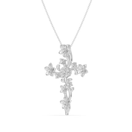 Blossom Cross Diamond Pendant gallery image 1